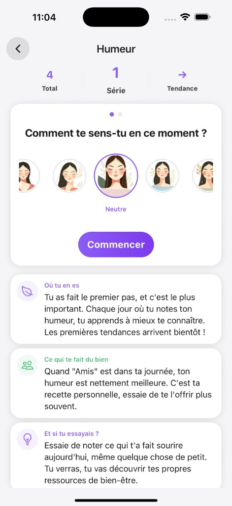 Écran Humeur – Comment te sens-tu ?